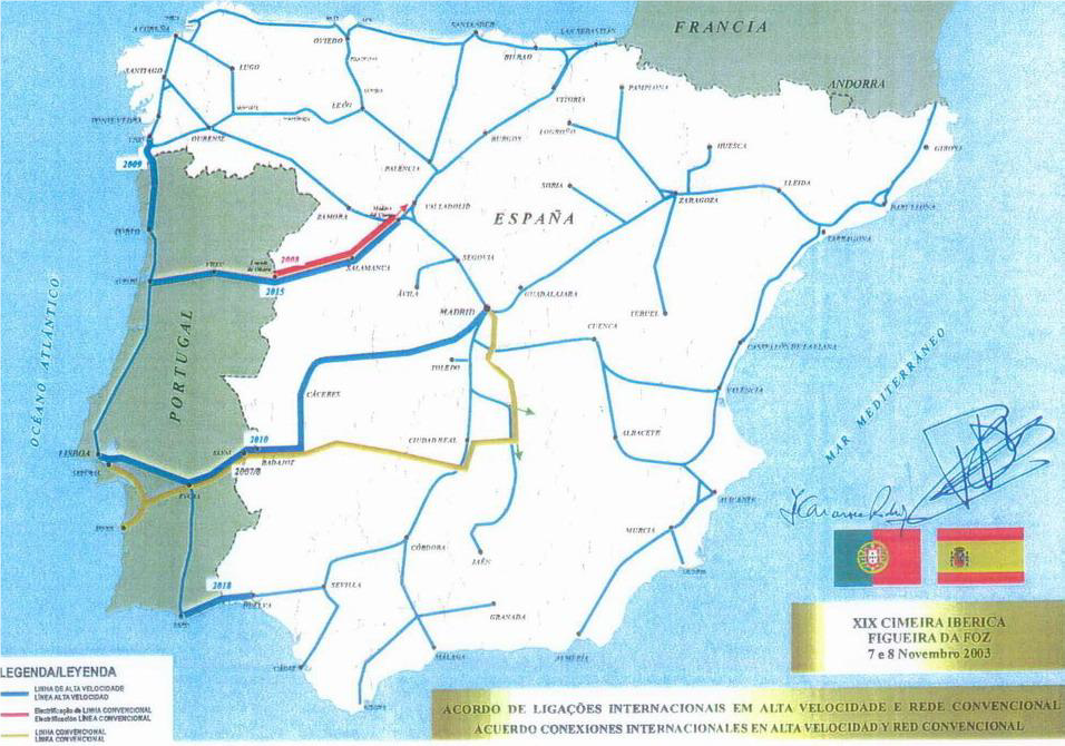 Mapa distribuído na cimeira Luso-Espanhola de 2003